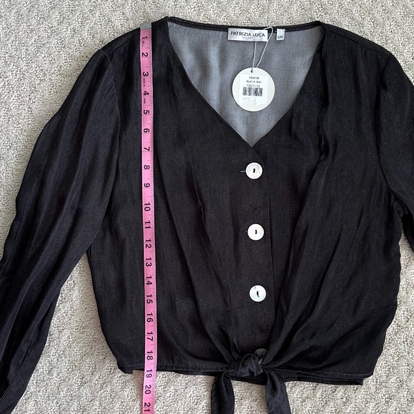 Patrizia Luca Tie Front Crop Top Black Size Small/Medium NWT - Picture 13 of 14